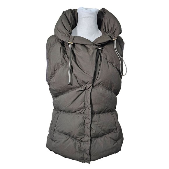 Ellie Tahari Forest Green Down Filled VEST Hidden Hood size M - Picture 1 of 11